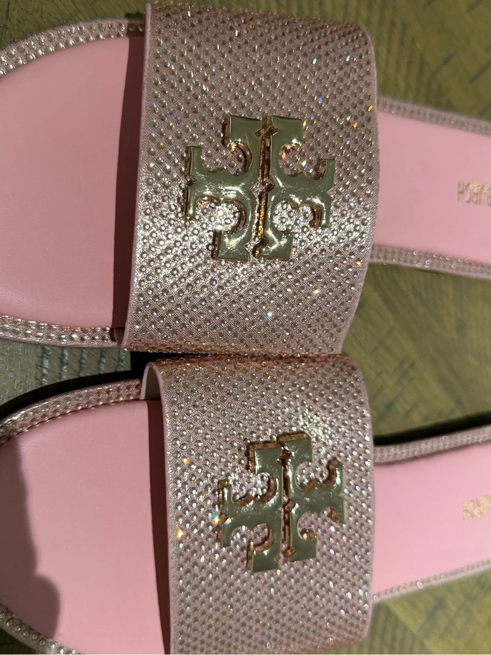 Tory Burch Pink Crystal Slide Sandals
